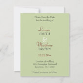 Invitation de sauvegarde de date Rouge + Vert en d (Dos)