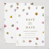 Invitation de sauvegarde de fleur pressée  (Devant / Derrière)