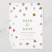 Invitation de sauvegarde de fleurs pressées pour l (Devant / Derrière)