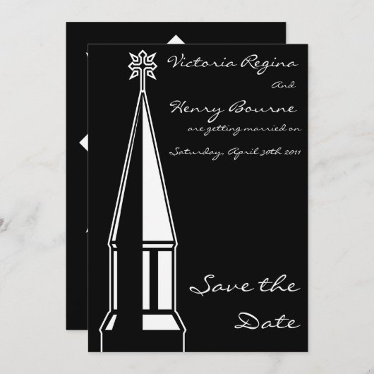 Invitation de sauvegarde de la date de clocher d'é (Devant / Derrière)