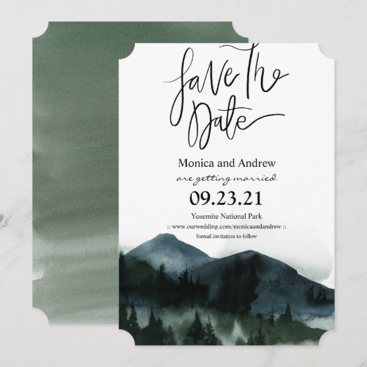 Invitation de sauvegarde de la date de la forêt de (Devant / Derrière)