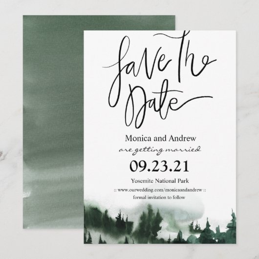 Invitation de sauvegarde de la date de la forêt de (Devant / Derrière)
