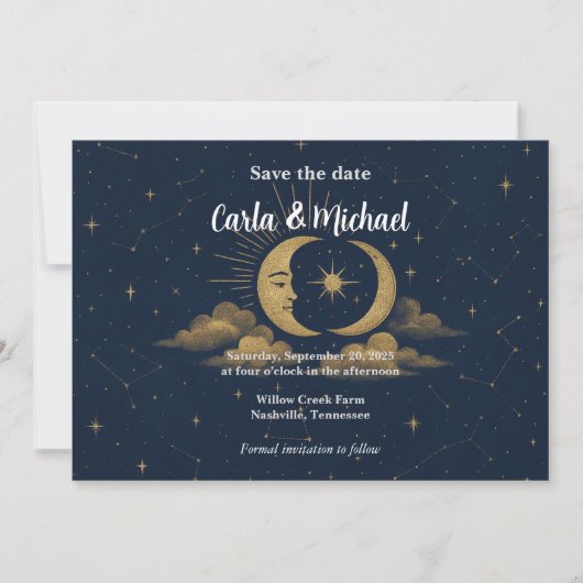 Invitation de sauvegarde de la date de la Lune et (Devant)
