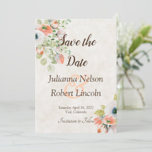 Invitation de sauvegarde florale aquarelle rose et