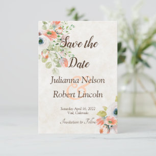 Invitation de sauvegarde florale aquarelle rose et