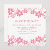 Invitation de sauvegarde florale simple rose (Devant / Derrière)