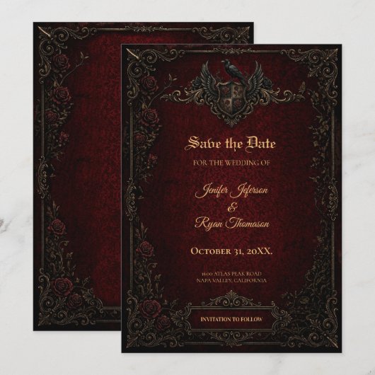 Invitation de sauvegarde gothique vintage (Devant / Derrière)