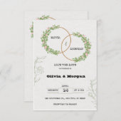 Invitation de sauvegarde simple blanche et verte  (Devant / Derrière)