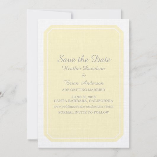 Invitation de sauvegarde Simply Elegant jaune (Devant)