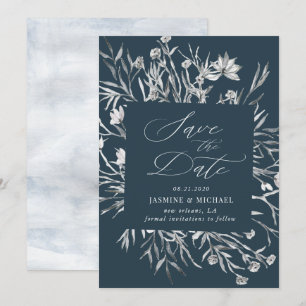 Invitation de Save the Date botanique pochoir rust