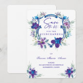 Invitation de Save the Date Quinceañera Violet (Devant / Derrière)