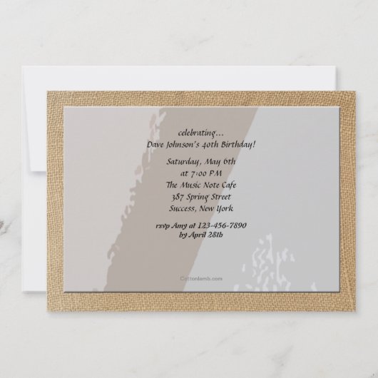 Invitation de saxophone et de partitions (Dos)