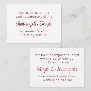 Invitation de scellement au temple en script rouge