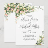 Invitation de script aquarelle florale rose (Devant / Derrière)