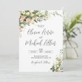 Invitation de script d'aquarelle florale rose (Debout devant)