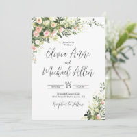 Invitation de script d'aquarelle florale rose