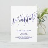 Invitation de script élégant bleu marine (Debout devant)