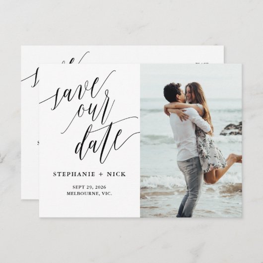 Invitation de script élégant noir (Devant / Derrière)