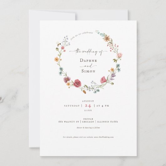 Invitation de script fleur sauvage Watercolor (Devant)