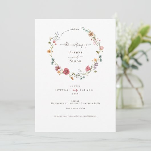Invitation de script fleur sauvage Watercolor (Debout devant)