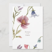Invitation de script fleur sauvage Watercolor (Dos)