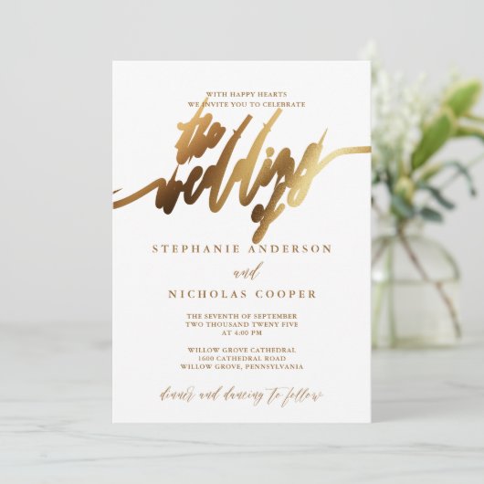 Invitation de script Gold Elegant (Debout devant)