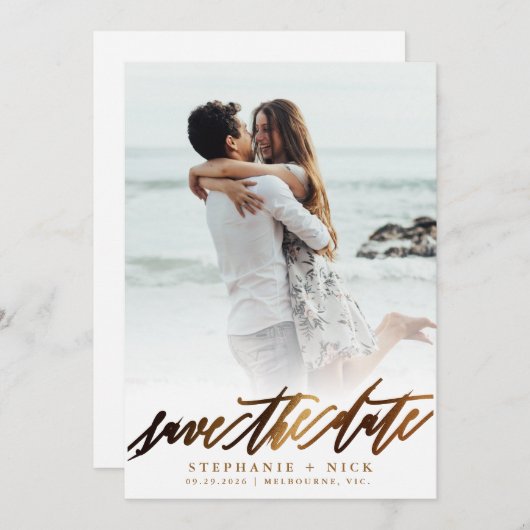 Invitation de script Gold Elegant (Devant / Derrière)