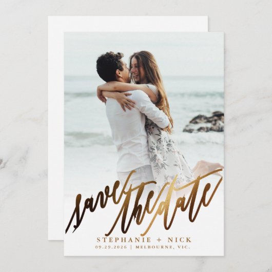 Invitation de script Gold Elegant (Devant / Derrière)