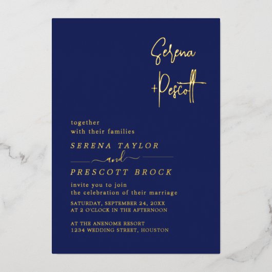 Invitation de script Mariage Real Foil (Recto)