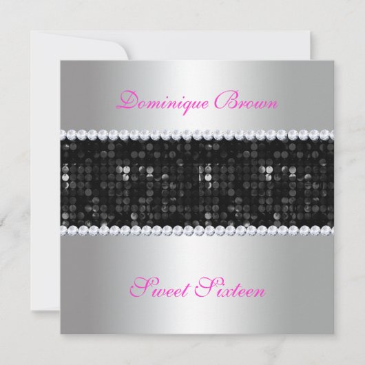 Invitation de séquence noire avec diamants - Argen (Devant)