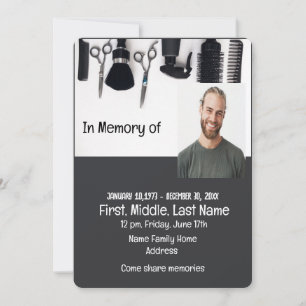 Invitation de service commémoratif pour un barbier
