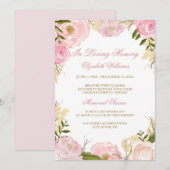 Invitation de service funèbre élégante avec rose r (Devant / Derrière)