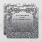 Invitation de Shampton Elegant Metallic Silver Par (Devant / Derrière)