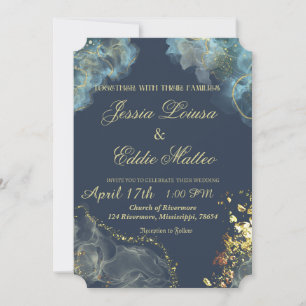 Invitation de Shell de Clam Mariage Marine & Gold