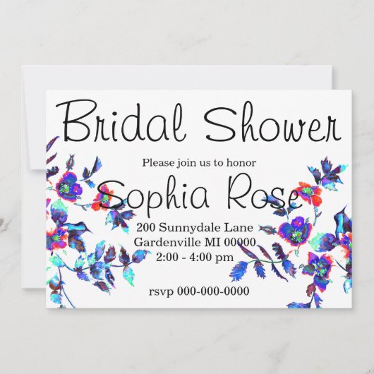 Invitation de shower de mariage élégante rose bleu (Devant)