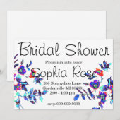 Invitation de shower de mariage élégante rose bleu (Devant / Derrière)