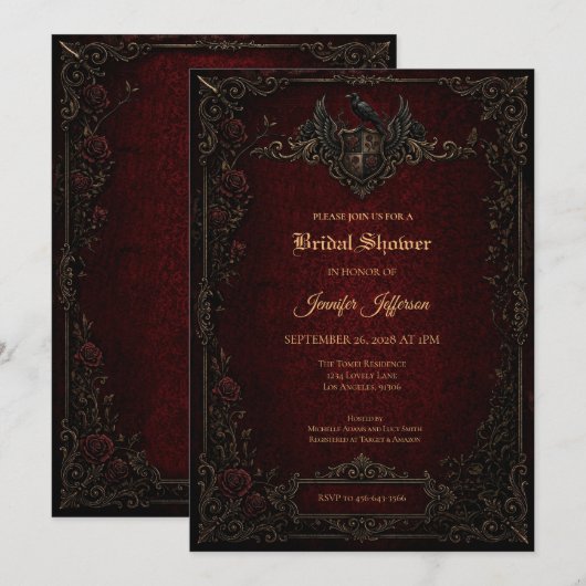 Invitation de shower de mariage gothique sombre (Devant / Derrière)