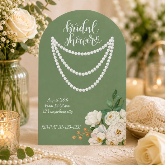 Invitation de shower de mariage perles florales ve