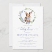 Invitation de shower pour bébé garçon avec un lapi (Devant)