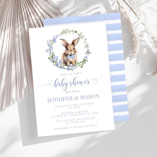 Invitation de shower pour bébé garçon avec un lapi