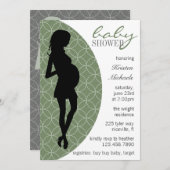 Invitation de silhouette de la petite fille [vert] (Devant / Derrière)