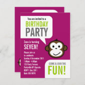 Invitation de Singe Cheeky 2 [violet] (Devant / Derrière)
