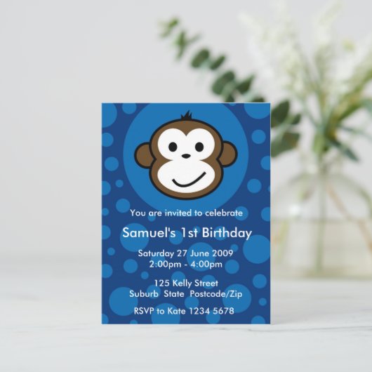 Invitation de Singe Cheeky [bleu] (Debout devant)