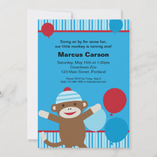 Invitation de singe de soc - Bleu