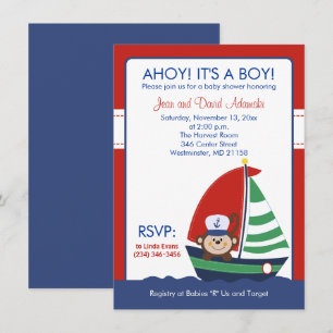 Invitation de singe de voilier 4,5 x 6,25