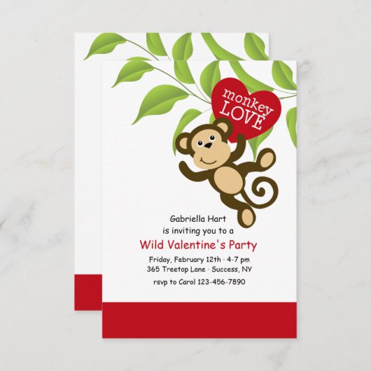 Invitation de singe Love (Devant / Derrière)