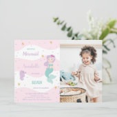 Invitation de Sirène 7e anniversaire avec photo (Debout devant)