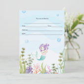 Invitation de sirène à remplir à l'aquarelle (Debout devant)