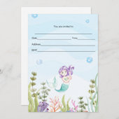 Invitation de sirène à remplir à l'aquarelle (Devant / Derrière)