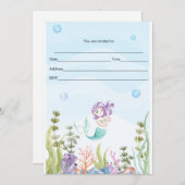 Invitation de sirène à remplir à l'aquarelle (Devant / Derrière)